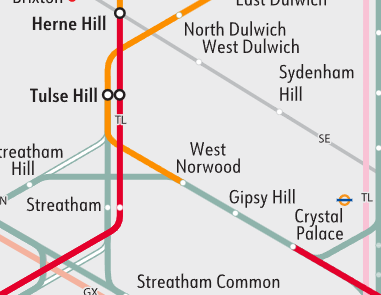 The affected area where train delays could occur as a result (Southern)