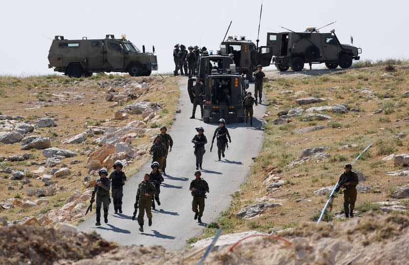 Israeli machinery demolish a school near Bethlehem