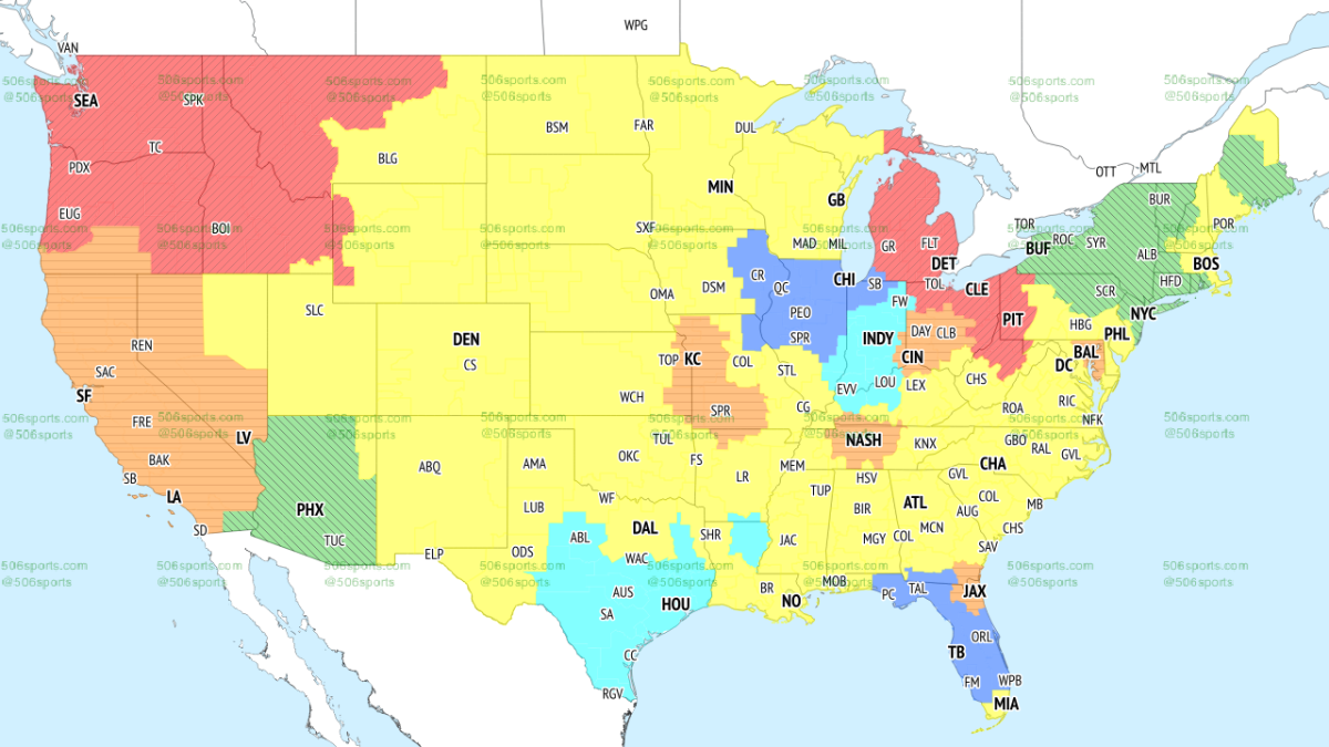 NFL Week 2 TV broadcast maps