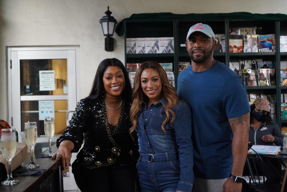 Co-stars Trina Rockstar, from left, and Asia'h Epperson with "Dear Best Friend" writer and director DeShon Hardy.