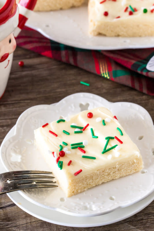 <p>Just So Tasty</p><p>Save time this holiday season with this easy Christmas sugar cookie bars. They’re extra soft with a thick layer of frosting, and way less work than sugar cookies!</p><p><strong>Get the recipe: <a href="https://www.justsotasty.com/christmas-sugar-cookie-bars/" rel="nofollow noopener" target="_blank" data-ylk="slk:Christmas Sugar Cookie Bars;elm:context_link;itc:0;sec:content-canvas" class="link rapid-noclick-resp"><em>Christmas Sugar Cookie Bars</em></a></strong></p>