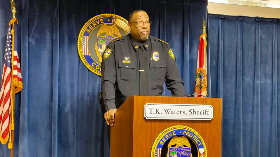 Sheriff T.K. Waters addresses the media about new transparency guidelines at the Jacksonville Sheriff's Office.