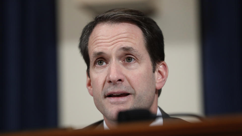 U.S. Rep. Jim Himes (D-CT) questions State Department official David Hale during the House Intelligence Committee on Capitol Hill in Washington, Wednesday, Nov. 20, 2019, during a public impeachment hearing of President Donald Trump's efforts to tie U.S. aid for Ukraine to investigations of his political opponents. (Photo: Andrew Harnik/AP)