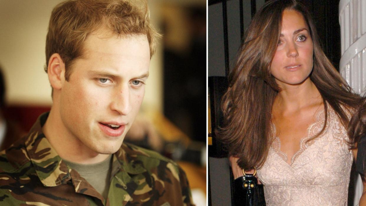 Prince William in military uniform and Princess Kate in a lace dress