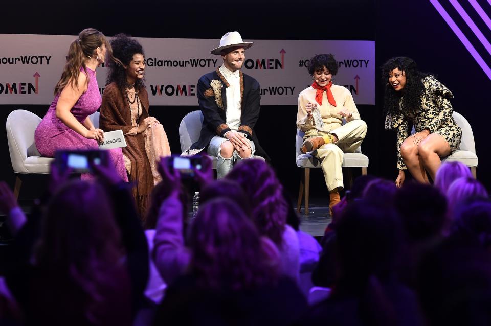 Ashley Graham moderated a panel at the 2018 'Glamour' Women of the Year Summit and brilliantly explained how she finds power in being an outlier.