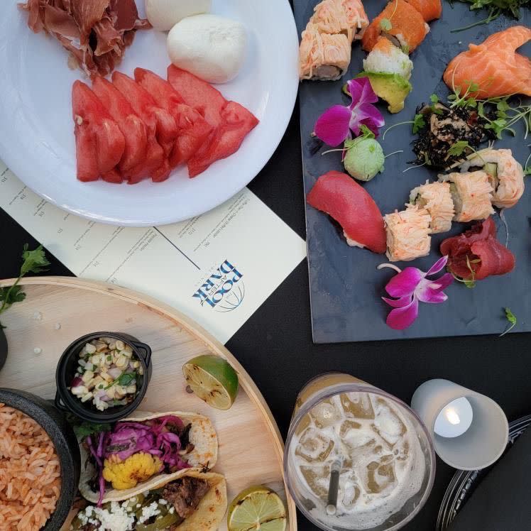 Tacos, a sushi platter and a smoked watermelon and burrata dish are on the Vibe Dining menu at Harrah's Resort in Atlantic City.