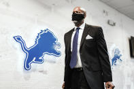 In a photo provided by the Detroit Lions, Detroit Lions general manager Brad Holmes arrives on his first at the NFL football team's practice facility Tuesday, Jan. 19, 2021 in Allen Park, Mich. (Detroit Lions via AP).