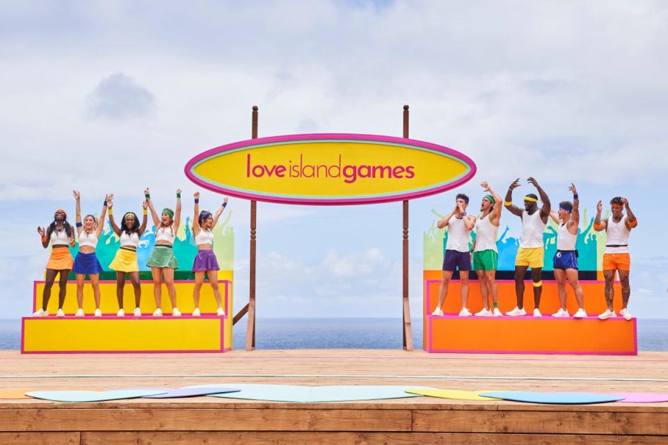 The men and women of the villa take part in the "Love Island Games" challenge in Season 3, which aired in summer 2021.