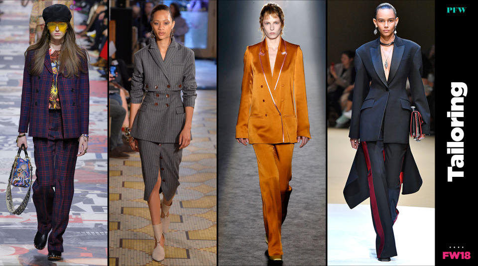 Tailored apparel continued to dominate at Paris Fashion Week. (Photo: Getty, Art: Quinn Lemmers)