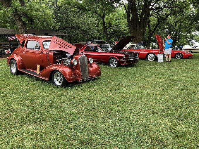 Vehicles like this 1936 Chevrolet Coupe, 1966 Ford Mustang, 1957 Ford Thunderbird and 2002 Porsche Boxster are some of what car lovers can hope to find Monday at the Spirit of Kansas Car Show at Lake Shawnee.