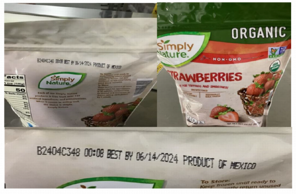 Simply Nature frozen strawberries are a part of a nationwide recall of the fruits and other brands due to hepatitis A outbreak on March 16, 2023.