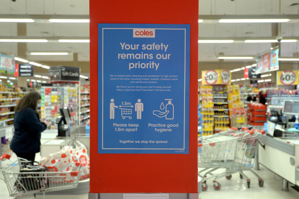 Picture of a sign in a Coles store in Victoria.