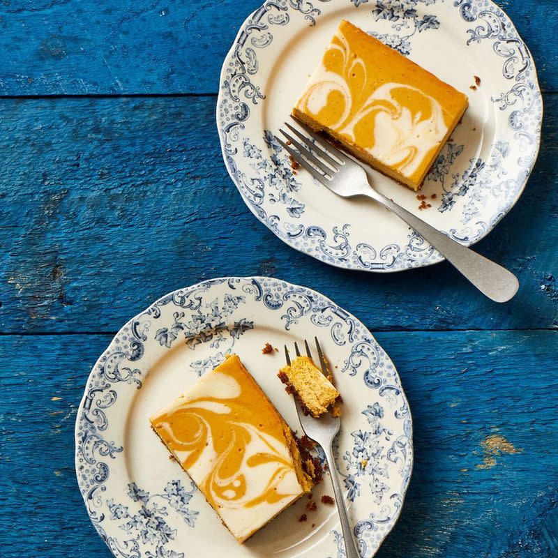 <p>Crumbly at the bottom and ultra-creamy at the top ... talk about the best of both worlds?</p><p>Get the <a href="https://www.goodhousekeeping.com/food-recipes/dessert/a33809375/pumpkin-cheesecake-bar-recipe/" rel="nofollow noopener" target="_blank" data-ylk="slk:Pumpkin Cheesecake Bars recipe;elm:context_link;itc:0;sec:content-canvas" class="link "><strong>Pumpkin Cheesecake Bars recipe</strong></a><em>.</em></p>