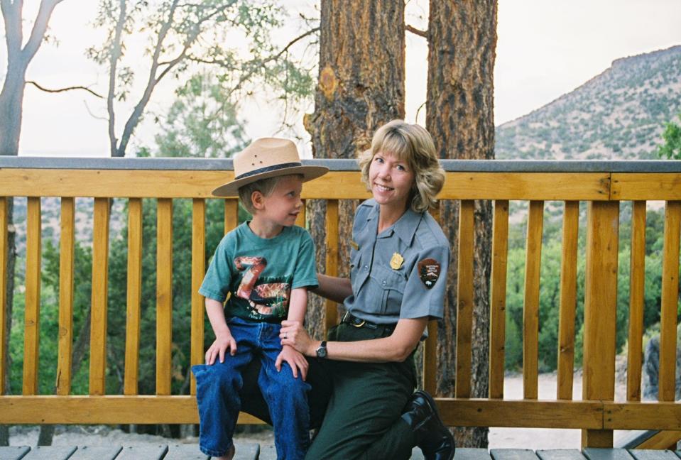 Kayci Cook Collins and her son Sean are at home in New Mexico in 2005 when she served as superintendent of El Malpais and El Morro National Monuments.