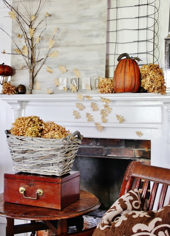 Fall Harvest Chalkboard Mantel