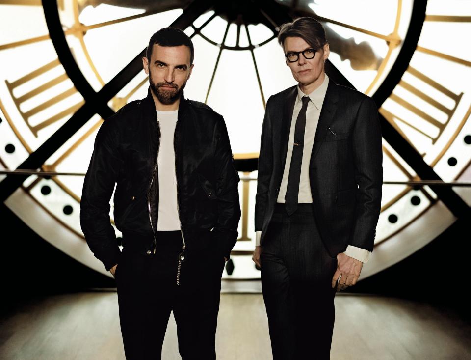 The exhibition’s curator, Andrew Bolton, right, and cochair Nicolas Ghesquière, Louis Vuitton’s creative director. Menswear Editor: Michael Philouze. Sittings Editor: Phyllis Posnick.