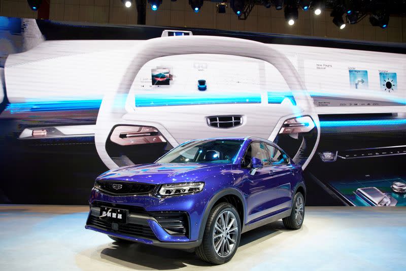 FILE PHOTO: Geely Xingyue is seen displayed at the second media day for the Shanghai auto show in Shanghai