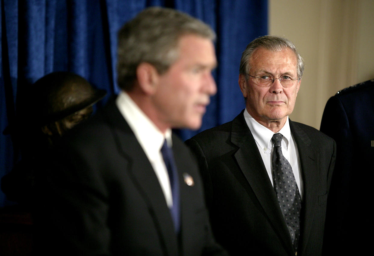 U.S. President George W. Bush speaks at the Pentagon (Brooks Kraft / Corbis via Getty Images file)