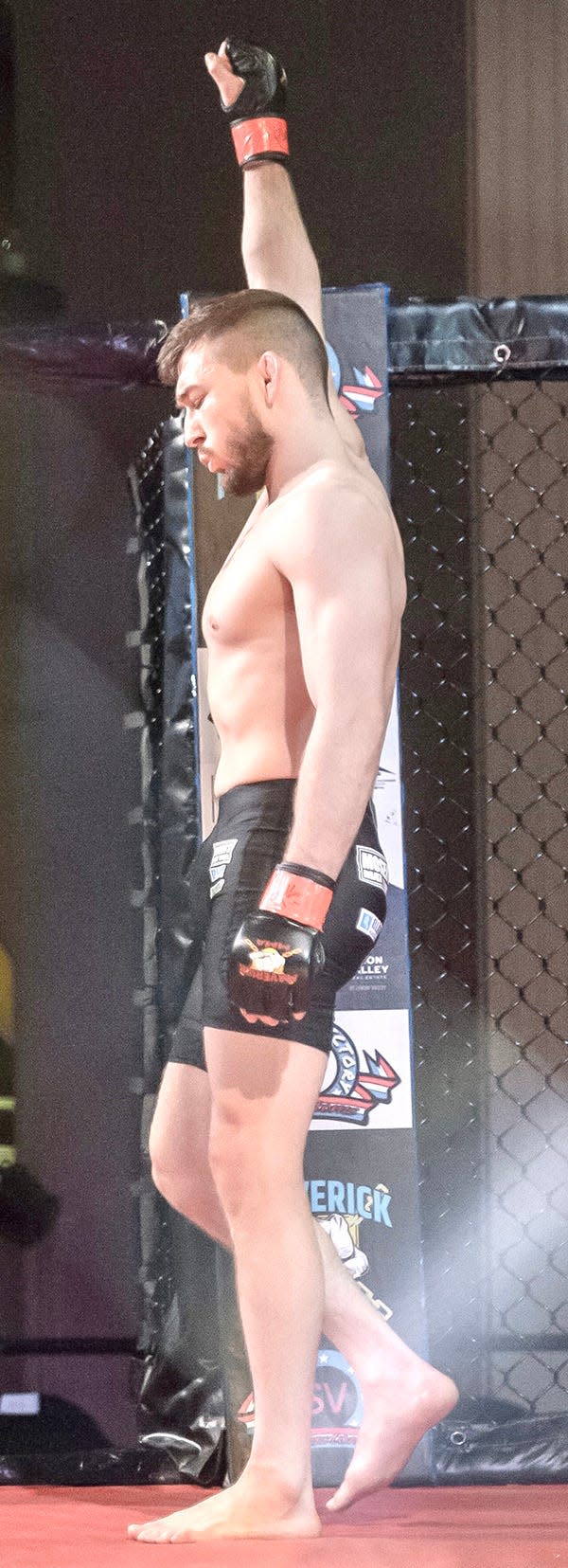 Aaron Kennedy just moments after winning the first professional fight of his mixed martial arts career.
