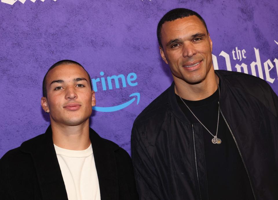 Nikko Gonzalez and Tony Gonzalez at "The Underdoggs" premiere.