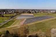 An aerial picture shows an asparagus field near Dormagen