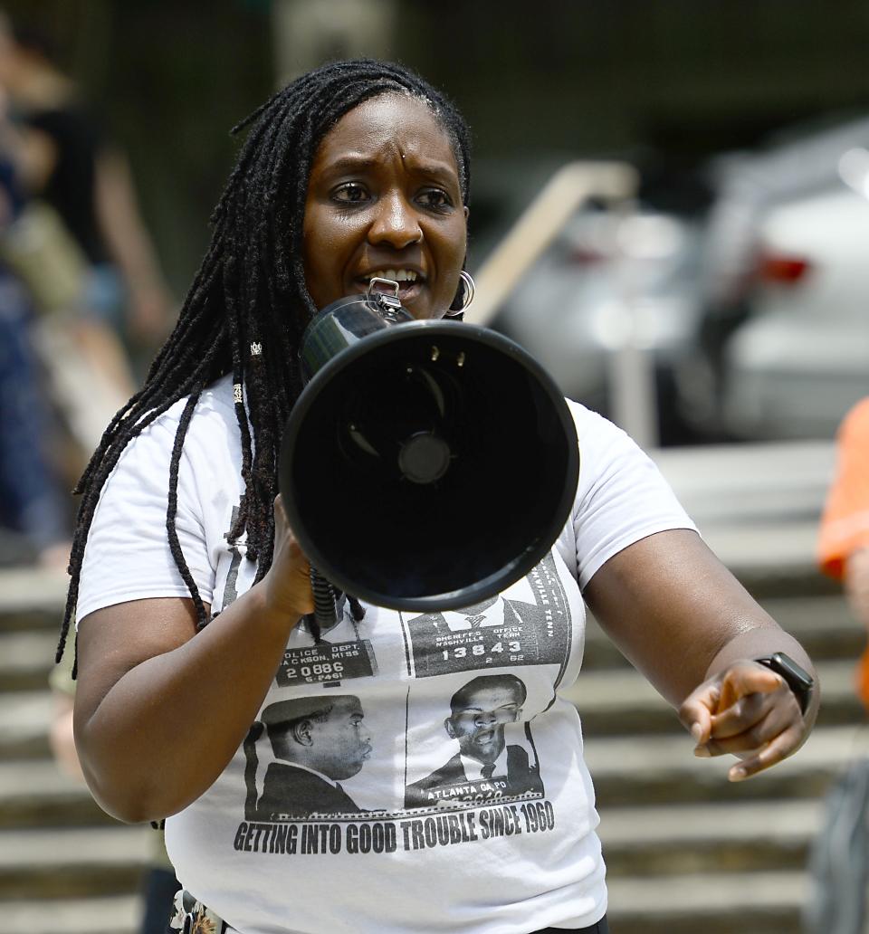 Supporters for gun control marched in downtown Greenville on June 11, 2022. Cassie Moore talks about her support for gun control.