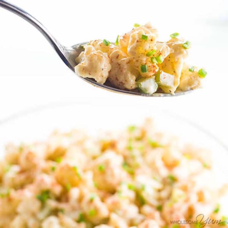 <p>Wholesome Yum</p><p>You'll be surprised at how much this cauliflower potato salad tastes like a “real” potato salad, but it's low-carb and paleo-friendly. </p><p><strong>Get the recipe: <a href="https://www.wholesomeyum.com/recipes/cauliflower-potato-salad-low-carb-paleo-potato-salad/" rel="nofollow noopener" target="_blank" data-ylk="slk:Cauliflower Potato Salad;elm:context_link;itc:0;sec:content-canvas" class="link ">Cauliflower Potato Salad</a> </strong></p>