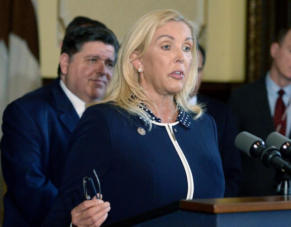 State Senator Sue Rezin R-Morris speaks during a press conference at the State Capitol Tuesday Nov. 29, 2022.