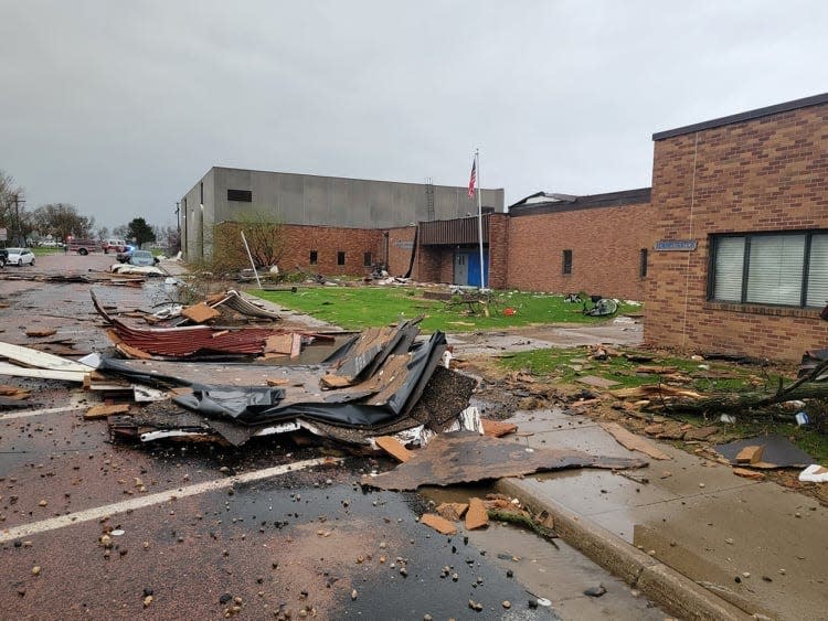The Castlewood school was severely damaged by a Thursday evening tornado.