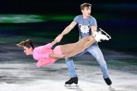 <p>Italy’s Valentina Marchei and Italy’s Ondrej Hotarek perform during the figure skating gala event during the Pyeongchang 2018 Winter Olympic Games at the Gangneung Oval in Gangneung on February 25, 2018. / AFP PHOTO / Mladen ANTONOV (Photo credit should read MLADEN ANTONOV/AFP/Getty Images) </p>