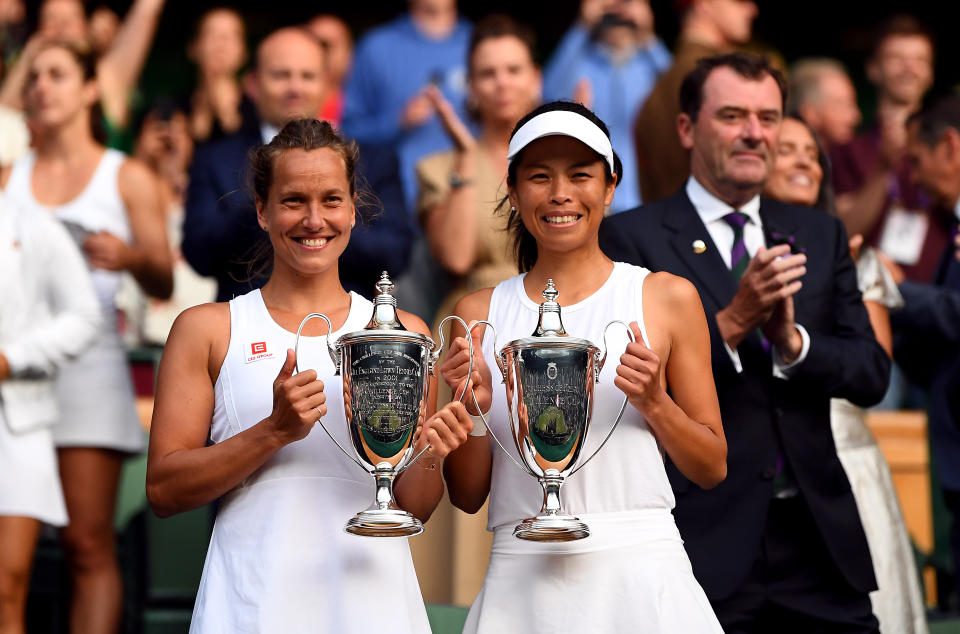 Barbora Strycova and Su-Wei Hsieh (Photo by Victoria Jones/PA Images via Getty Images)