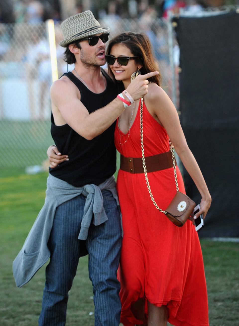 Ian Somerhalder and Nina Dobrev attend Day 3 of the 2012 Coachella Valley Music &amp; Arts Festival held at the Empire Polo Club on April 15, 2012 in Indio, California