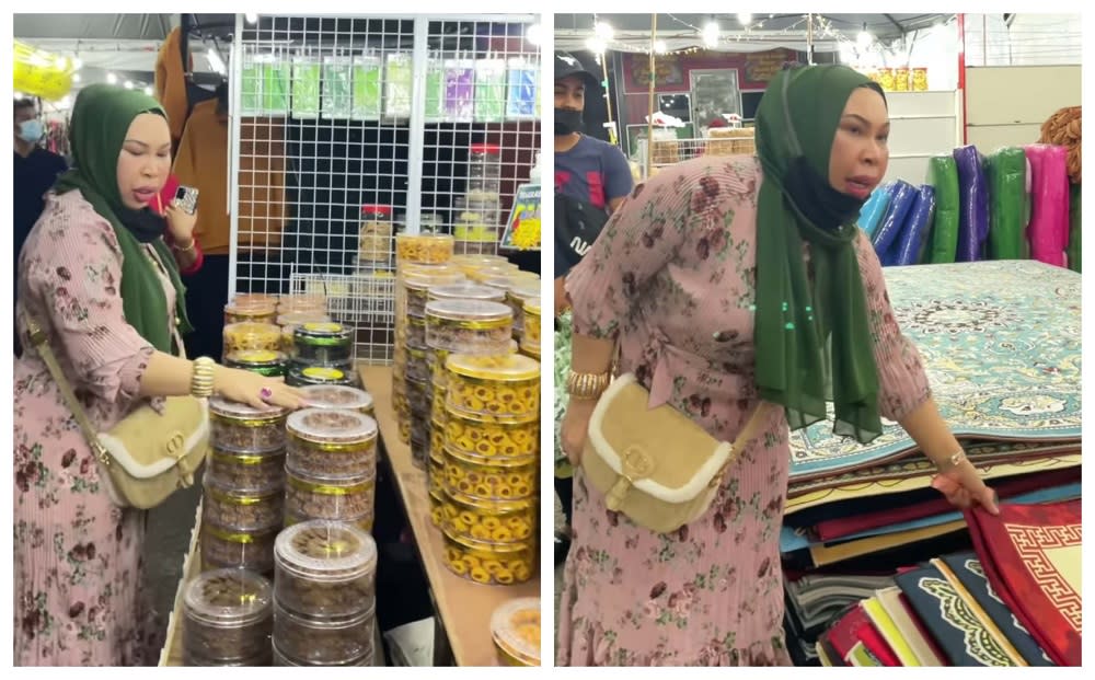 The flamboyant entrepreneur bought traditional cookies, carpets and several other items at the Ipoh bazaar.  —  Screen capture via Instagram/datoserivida