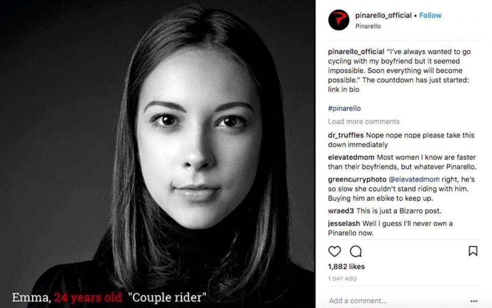 A screenshot of Pinarello's Instagram advert, which led to the hashtag '#pinarellNO' (Pinarello/Instagram)