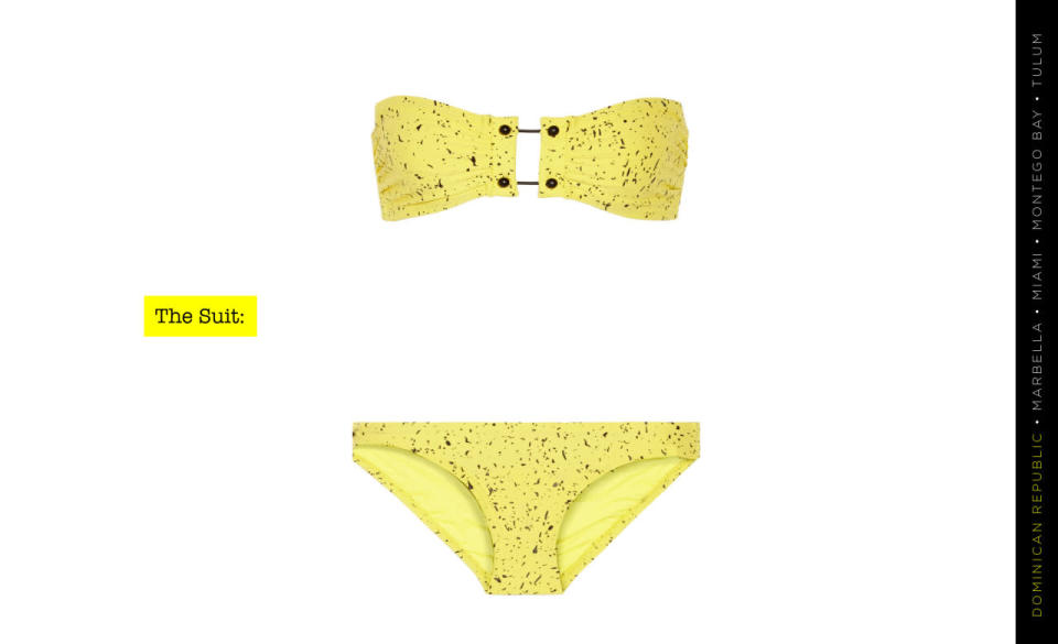 Proenza Schouler Splatter Print Barbell Bikini Set, $450, Moda Operandi