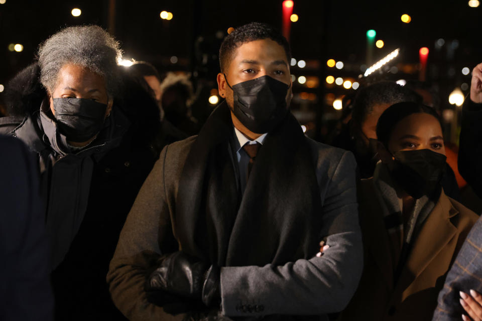 Former Empire actor Jussie Smollett arrives at the Leighton Criminal Courts Building to hear the verdict in his trial on Dec. 9, 2021 in Chicago. - Credit: Scott Olson/Getty Images