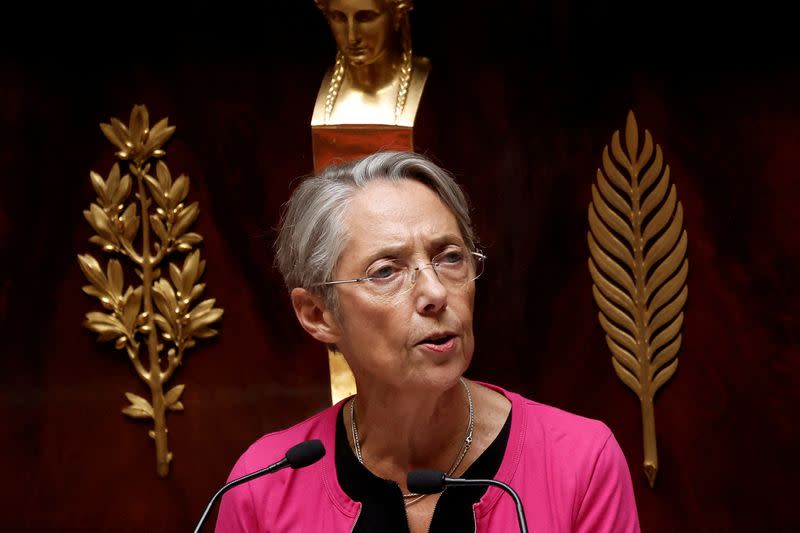 FILE PHOTO: French PM Borne presents her government's programme at the National Assembly in Paris