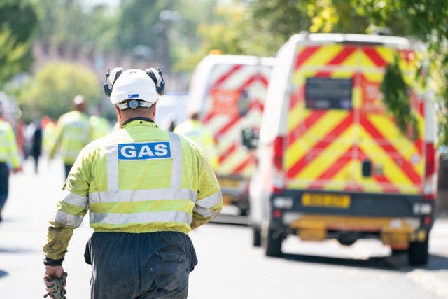 Gas engineers at work near the scene of the explosion on Galpin’s Road in Thornton Heath 