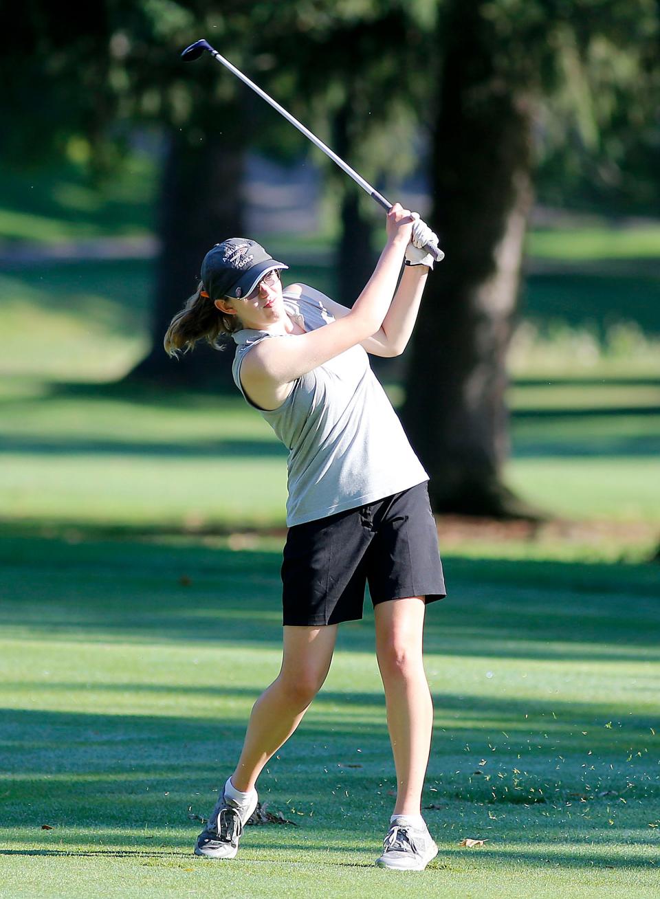 Emma Packard hits a shot during the second round of Times-Gazette Junior Golf championship at Ashland Golf Club on Thursday, July 21, 2022. TOM E. PUSKAR/ASHLAND TIMES-GAZETTE