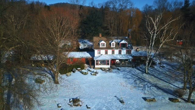 An overhead view of Mia Farrow's Connecticut home.