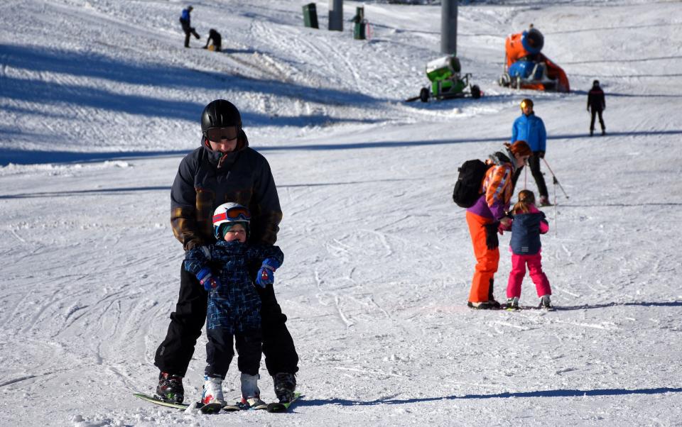 People ski at Bjelasnica Ski Resort, Bosnia and Herzegovina