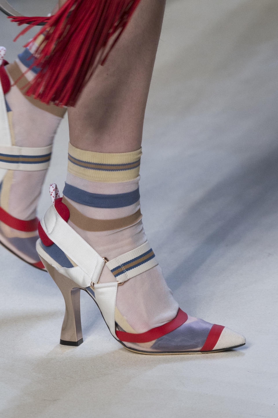 <p><i>Colorful elastic heels from the SS18 Fendi collection. (Photo: ImaxTree) </i></p>