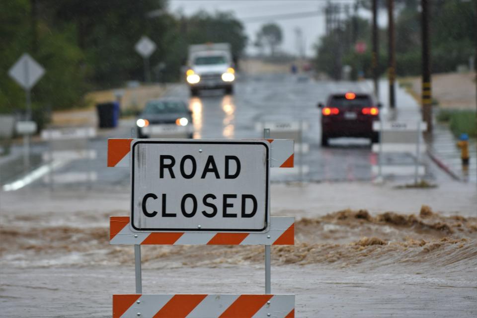 City leaders on Monday announced the closure of a number of streets and roads in the High Desert due to flooding caused by storm.