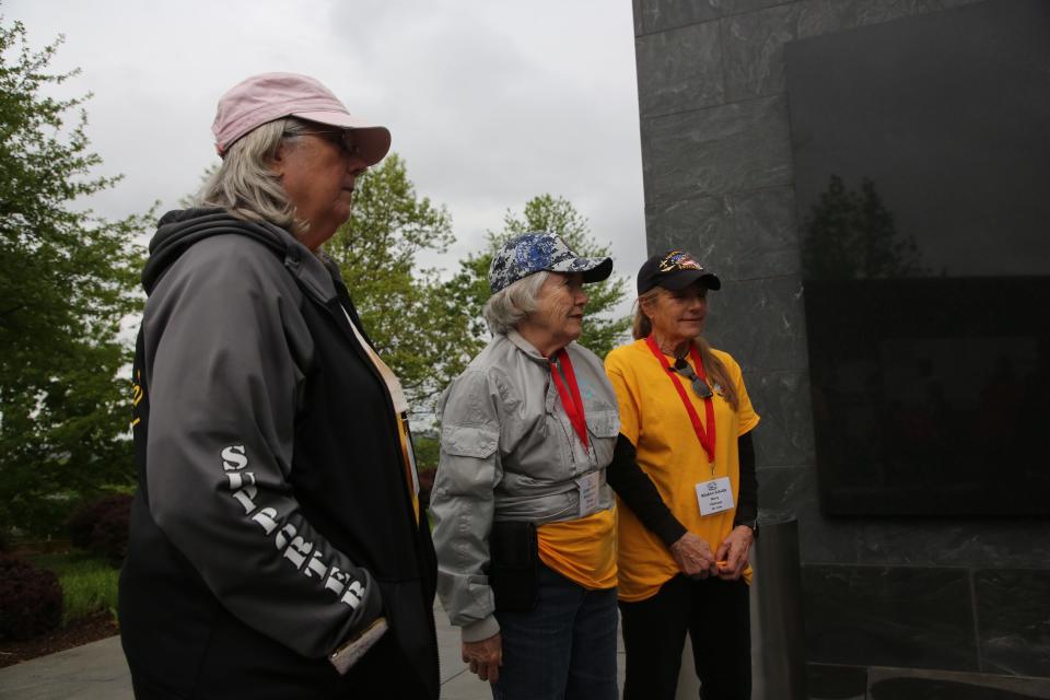 Mel Topicz, Lynette Haber and Ritaann Schultz, who all served in the Navy during the Vietnam era, talk about their memories, April 27, 2024.