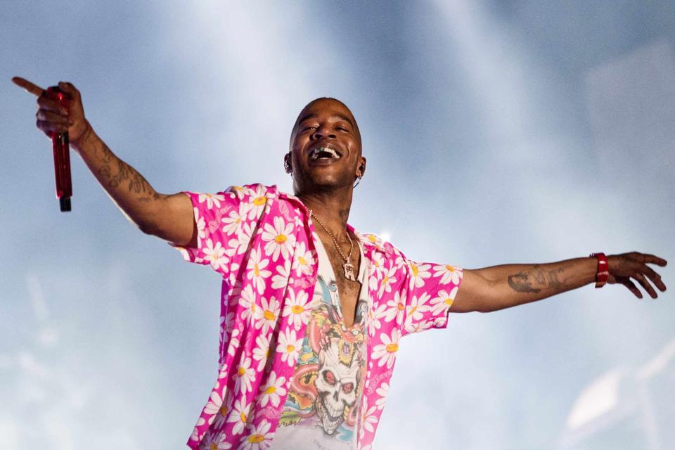 Jason Koerner/Getty Kid Cudi performs onstage during day one of Rolling Loud Miami in July 2022 in Miami Gardens, Florida