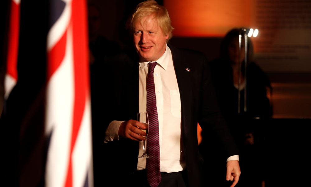 Boris Johnson at an official dinner at the V&A museum, London, following talks with France.