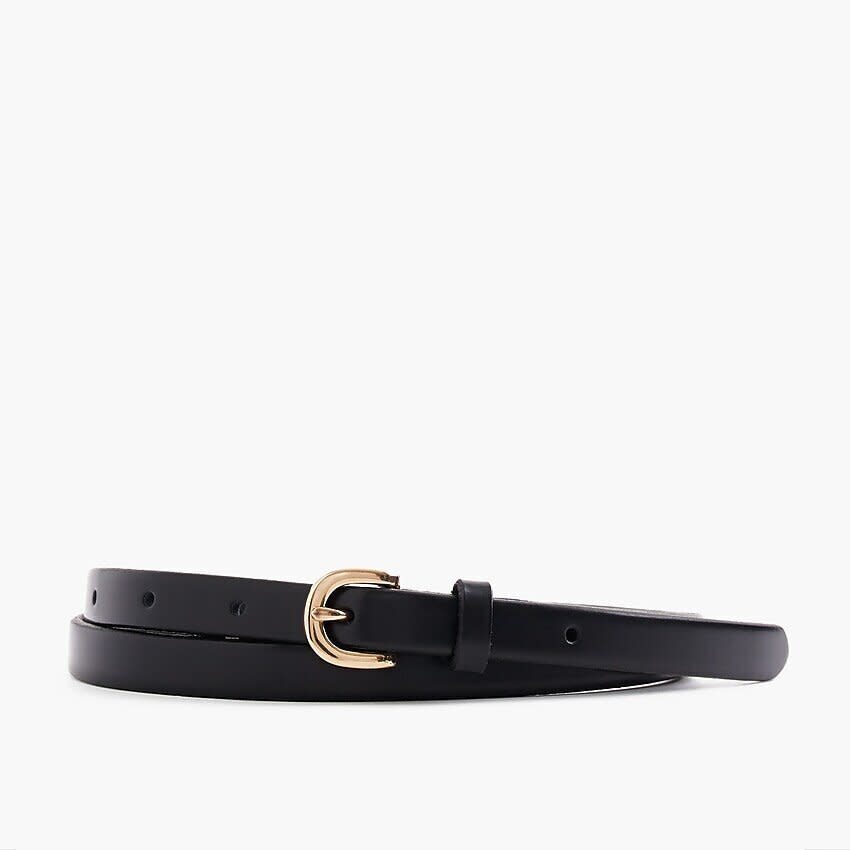 Get the <a href="https://www.jcrew.com/us/p/womens_category/belts/skinny-italian-leather-belt/F6500?color_name=black&amp;noPopUp=true&amp;srccode=Paid_Search|Shopping|Google|PL_WPROD_ACCSRIES_ACQ_XXX_EVG_COUSA_EN_EN_P_CREW_AW_CPC_PLA,Womens_Belts_x_XXX,PRODUCT_GROUP,71700000032276069,58700003938759209,p48819964439&amp;utm_source=Google&amp;utm_medium=Paid_Search&amp;utm_campaign=PL_WPROD_ACCSRIES_ACQ_XXX_EVG_COUSA_EN_EN_P_CREW_AW_CPC_PLA,Womens_Belts_x_XXX&amp;utm_content=Shopping&amp;NoPopUp=True&amp;gclsrc=aw.ds&amp;&amp;gclid=EAIaIQobChMIkIGGte2P5QIVA4NaBR2HdQvQEAQYASABEgIjpvD_BwE&amp;gclsrc=aw.ds" target="_blank" rel="noopener noreferrer">J.Crew skinny Italian leather belt for $34.50</a>.