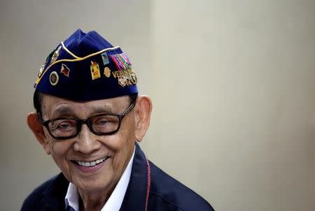 Former Philippine President Fidel Ramos reacts as he speaks to journalists during a trip to Hong Kong, China after a Hague court's ruling over the maritime dispute in South China Sea, August 12, 2016. REUTERS/Tyrone Siu