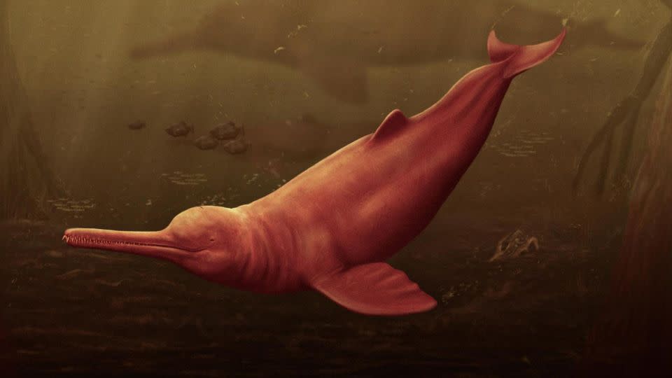 Artist Pebanista's reconstruction shows a yacuruna in the murky waters of Peruvian proto-Amazonia.  - Jaime Bran