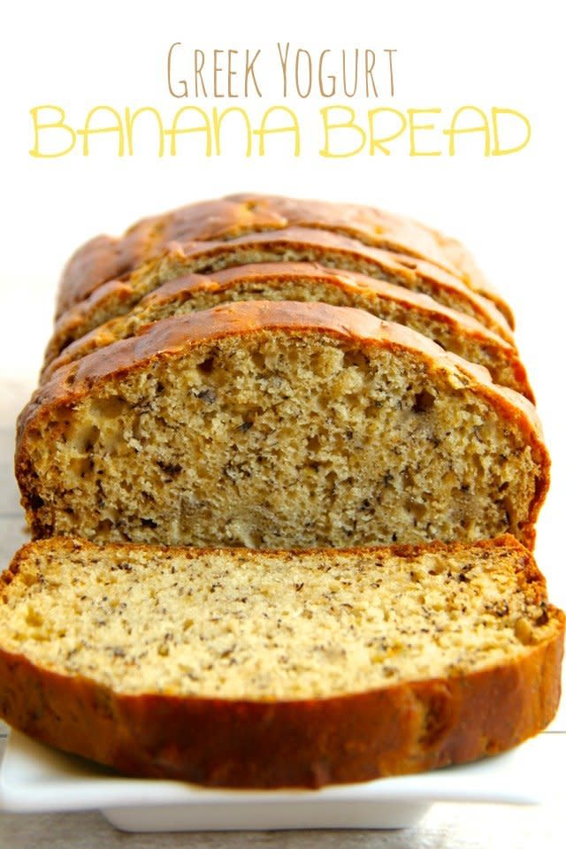 Replacing butter and oil in banana bread with Greek yogurt cuts some of the fat without losing any of the moisture. <a href="http://www.runningwithspoons.com/2015/06/01/greek-yogurt-banana-bread/" target="_blank">Get the recipe from Running With Spoons here.</a>